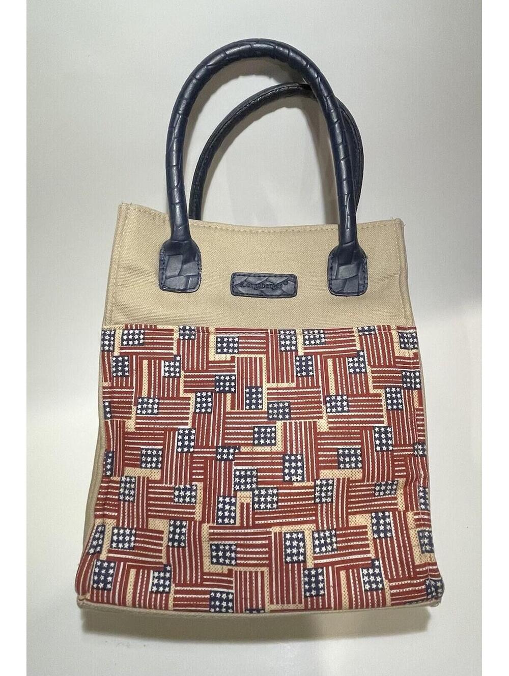 Longaberger Basket Homestead Purse Small Tote Bag Americana Flags Handbag Carry